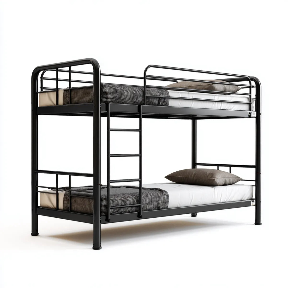 Letto a castello nero 90 x 190 cm in acciaio con scala integrata
