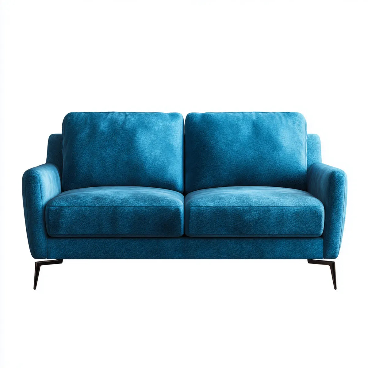 Divano 2 posti turchese in poliestere effetto velluto rettangolare 160 x 85 x 85 cm