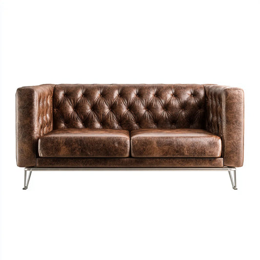Divano 2 posti marrone in pelle sintetica PU rettangolare 160 x 85 x 78 cm