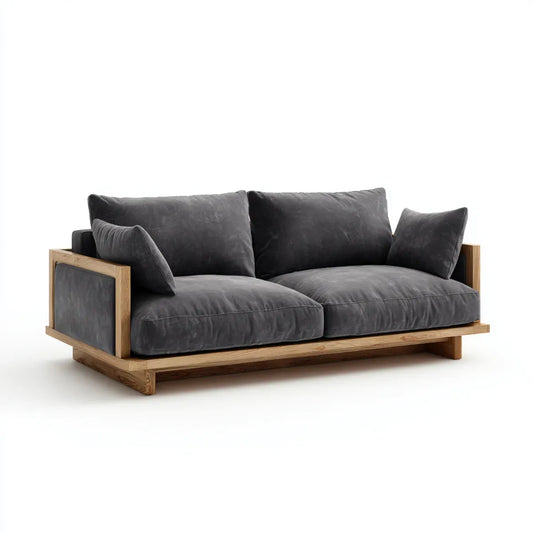 Divano 3 posti grigio antracite con struttura in pino massello 220 x 95 x 78 cm rettangolare