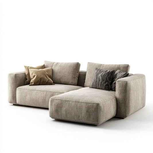 Divano angolare con chaise longue grigio tortora 4 posti in poliestere 280 x 170 x 85 cm