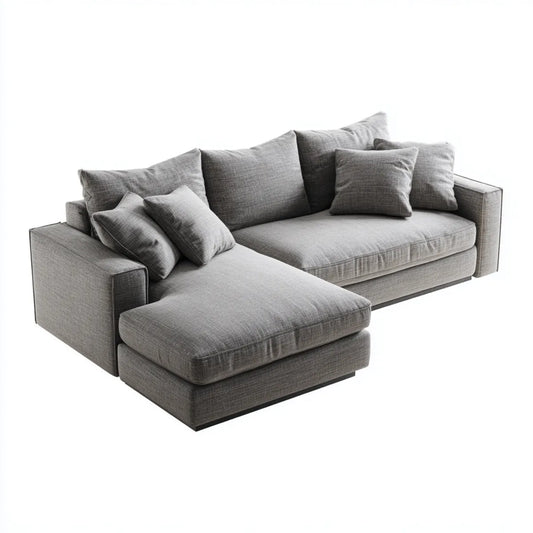Divano angolare con chaise longue sinistra grigio 260 x 165 x 85 cm poliestere 3 posti rettangolare