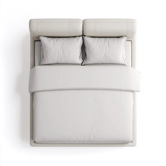 Letto matrimoniale imbottito avorio in pelle PU rettangolare 160 x 200 cm