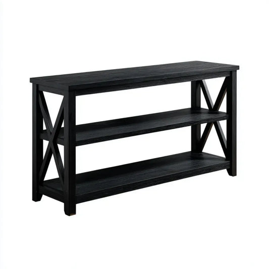 Consolle con ripiani nera 120 x 35 x 90 cm in MDF rettangolare