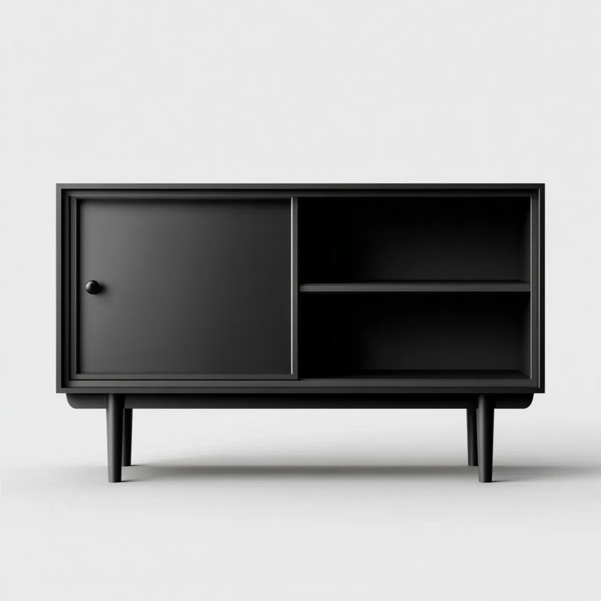 Mobile TV nero con anta scorrevole e ripiani in MDF 120 x 40 x 85 cm rettangolare