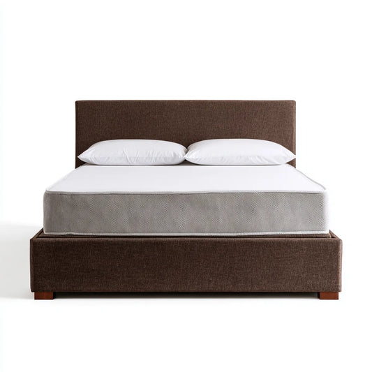 Letto matrimoniale imbottito marrone in poliestere 160 x 200 cm rettangolare