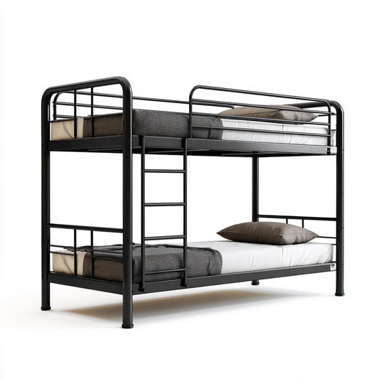 Letto a castello nero 90 x 190 cm in acciaio con scala integrata