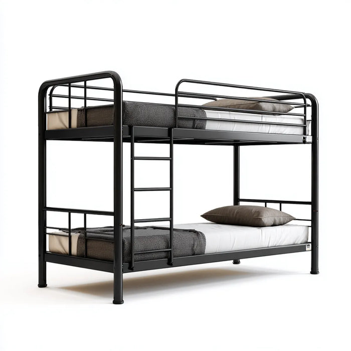 Letto a castello nero 90 x 190 cm in acciaio con scala integrata