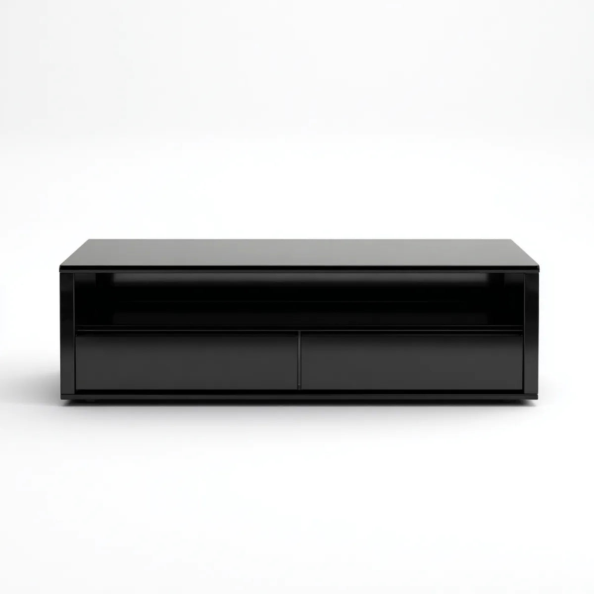 Mobile porta TV nero lucido con 2 cassetti in MDF 120 x 40 x 45 cm rettangolare