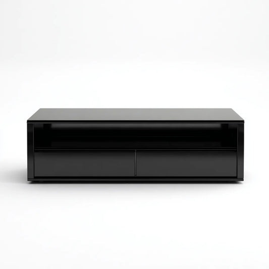 Mobile porta TV nero lucido con 2 cassetti in MDF 120 x 40 x 45 cm rettangolare